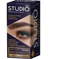 Studio professional стойкая краска для бровей с эффектом татуажа Темно-коричневая, 30/20 мл